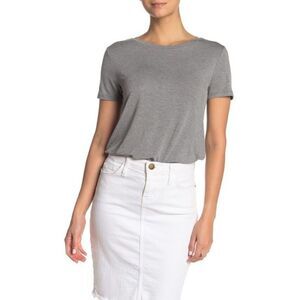 ELODIE Short Sleeve Gray T-shirt Bodysuit Small